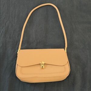 Beige Faux Leather Shoulder Purse